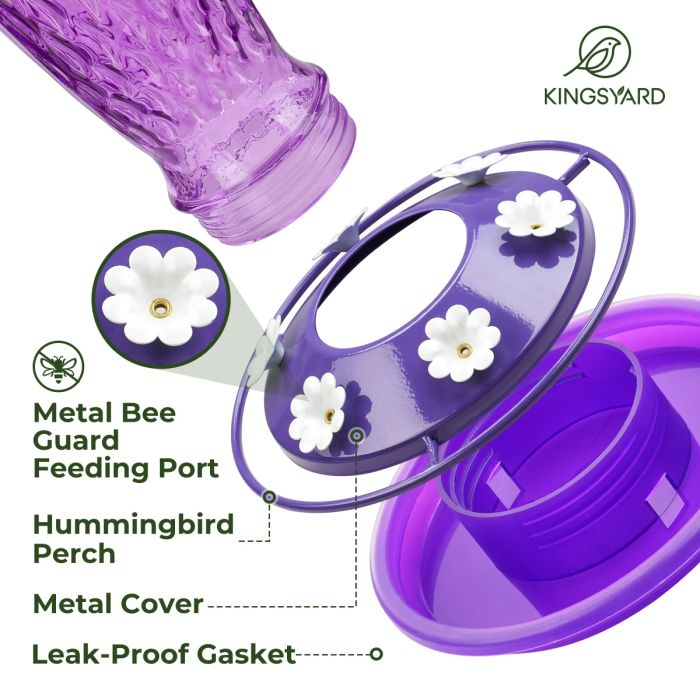 Purple Kingsyard 24oz Glass Hummingbird Feeder with Ant Moat 4 Purple Kingsyard 24oz Glass Hummingbird Feeder with Ant Moat 4