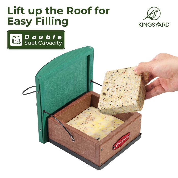 Kingsyard Recycled Plastic Upside Down Double Suet Feeder 4 Kingsyard Recycled Plastic Upside Down Double Suet Feeder 4