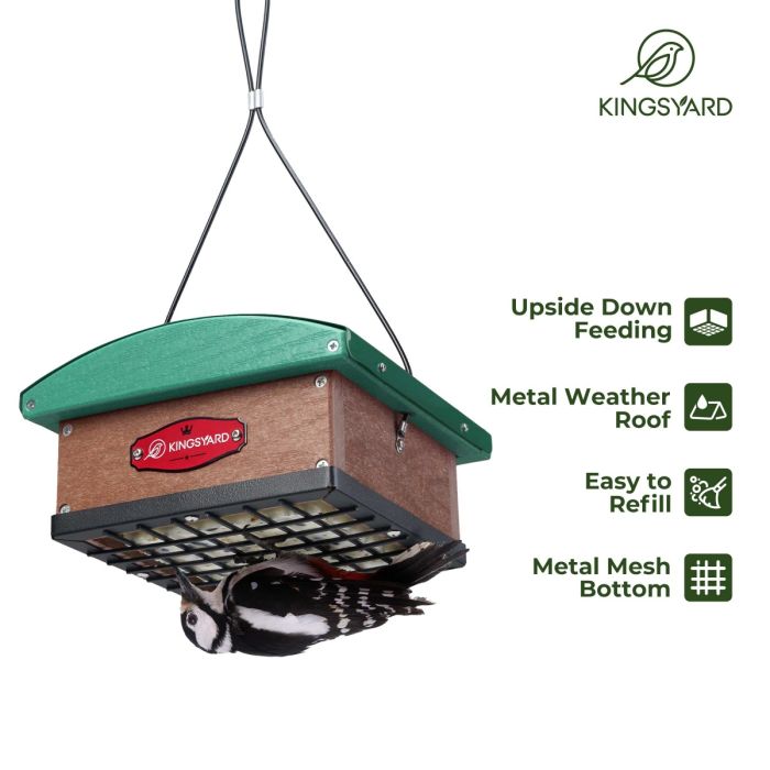 Kingsyard Recycled Plastic Upside Down Double Suet Feeder 5 Kingsyard Recycled Plastic Upside Down Double Suet Feeder 5