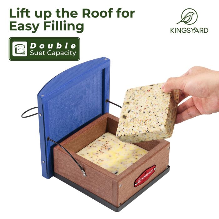 Blue Kingsyard Recycled Plastic Upside Down Double Suet Feeder 4