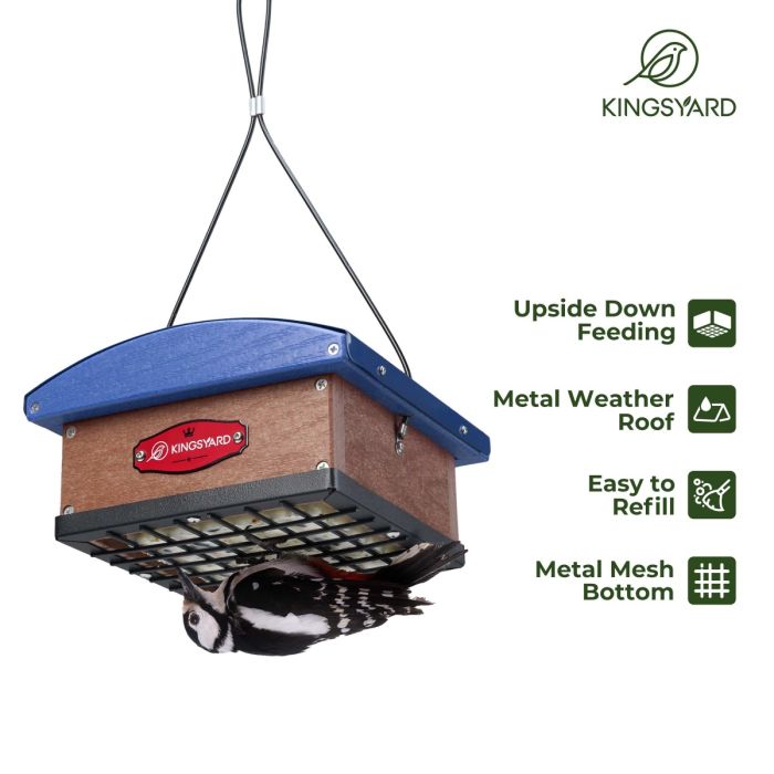 Blue Kingsyard Recycled Plastic Upside Down Double Suet Feeder 5
