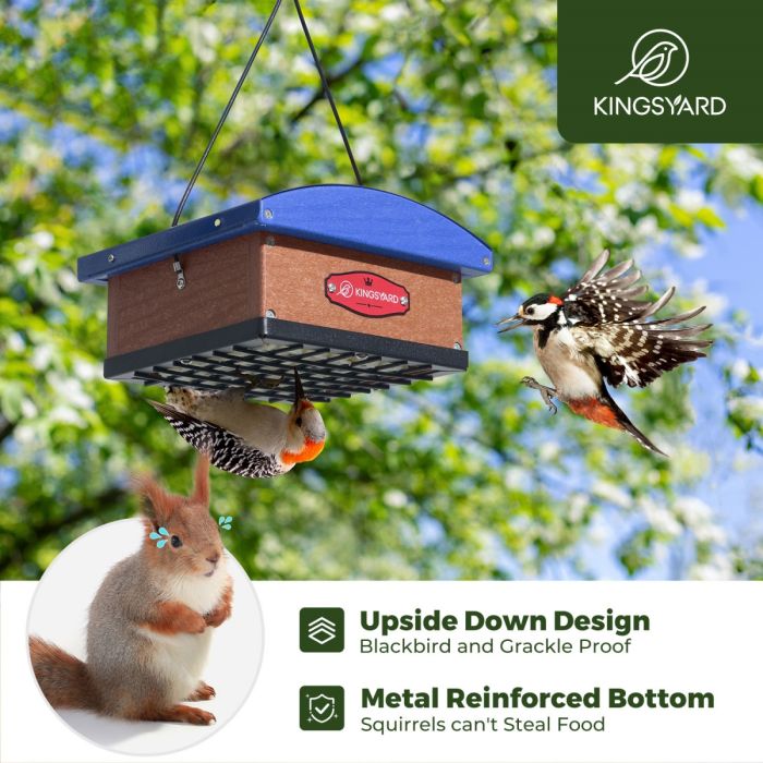 Blue Kingsyard Recycled Plastic Upside Down Double Suet Feeder 7