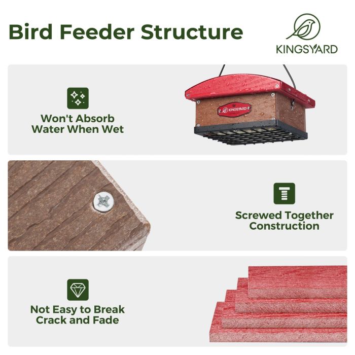Red Kingsyard Recycled Plastic Upside Down Double Suet Feeder 6 Red Kingsyard Recycled Plastic Upside Down Double Suet Feeder 6