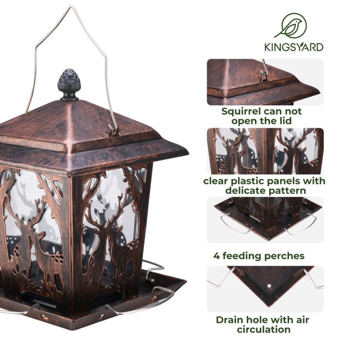 Kingsyard Weatherproof Metal Hopper Bird Feeder 4 Kingsyard Weatherproof Metal Hopper Bird Feeder 4