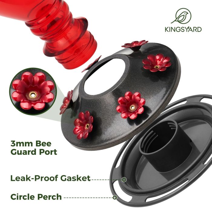 Kingsyard 24oz Leak Proof Glass Hummingbird Feeder with Ant Moat 4 Kingsyard 24oz Leak Proof Glass Hummingbird Feeder with Ant Moat 4