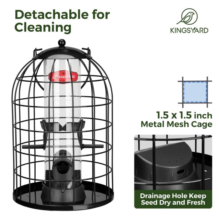Black Kingsyard Caged Squirrel Proof Tube Feeder with Rainproof Design 4 Black Kingsyard Caged Squirrel Proof Tube Feeder with Rainproof Design 4