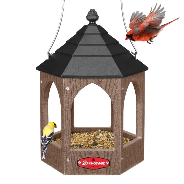 Brown Kingsyard Recycled Plastic Bird Feeder 2 Brown Kingsyard Recycled Plastic Bird Feeder 2