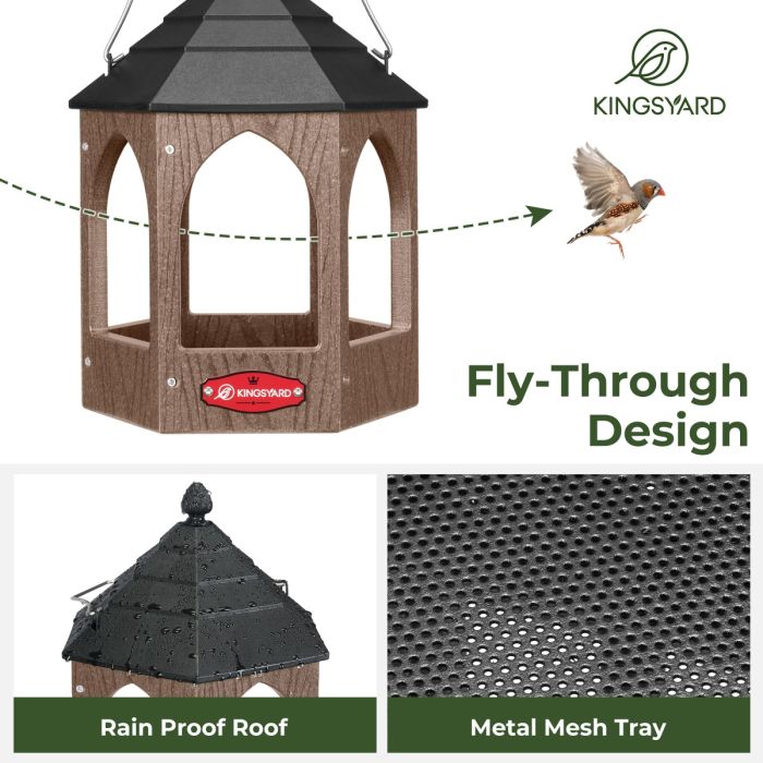 Brown Kingsyard Recycled Plastic Bird Feeder 5 Brown Kingsyard Recycled Plastic Bird Feeder 5