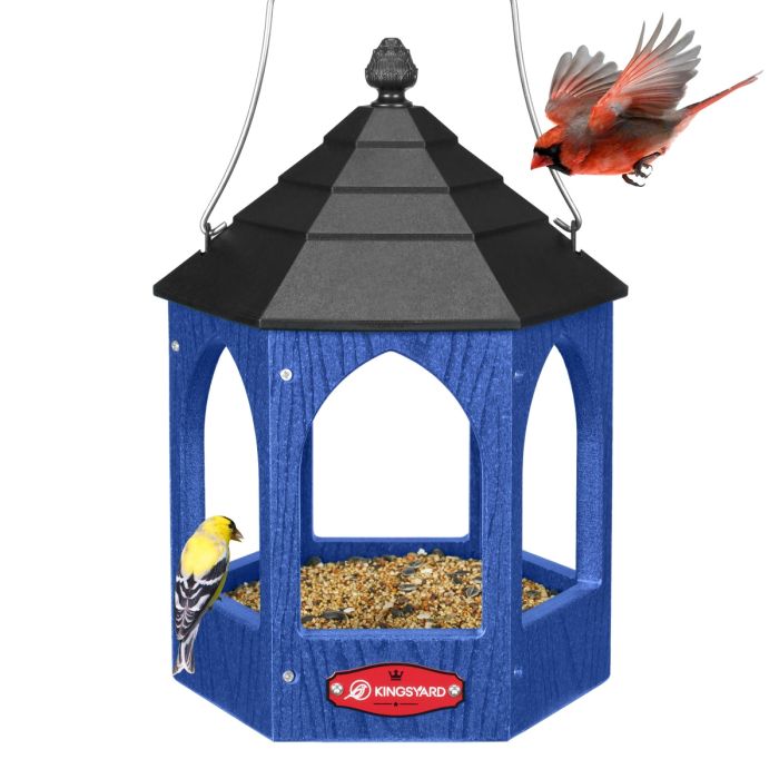 Blue Kingsyard Recycled Plastic Bird Feeder 2 Blue Kingsyard Recycled Plastic Bird Feeder 2