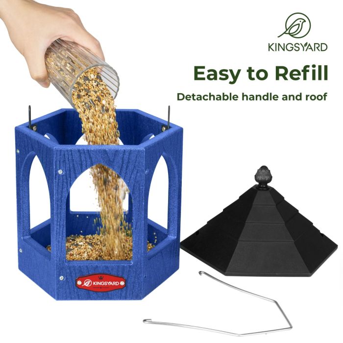 Blue Kingsyard Recycled Plastic Bird Feeder 4 Blue Kingsyard Recycled Plastic Bird Feeder 4