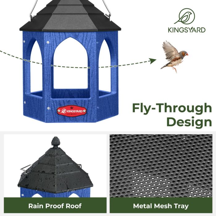Blue Kingsyard Recycled Plastic Bird Feeder 5 Blue Kingsyard Recycled Plastic Bird Feeder 5