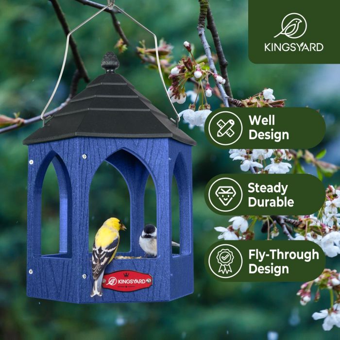 Blue Kingsyard Recycled Plastic Bird Feeder 6 Blue Kingsyard Recycled Plastic Bird Feeder 6