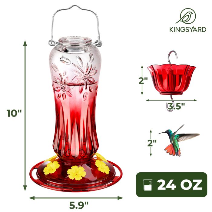 Kingsyard 24oz Glass Hummingbird Feeder with Ant Moat 3 Kingsyard 24oz Glass Hummingbird Feeder with Ant Moat 3