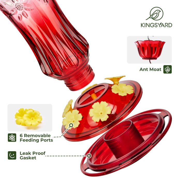 Kingsyard 24oz Glass Hummingbird Feeder with Ant Moat 8 Kingsyard 24oz Glass Hummingbird Feeder with Ant Moat 8