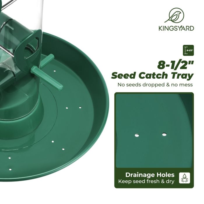 Dark Green Kingsyard Weatherproof Metal Tube Feeder with Dome 6 Dark Green Kingsyard Weatherproof Metal Tube Feeder with Dome 6