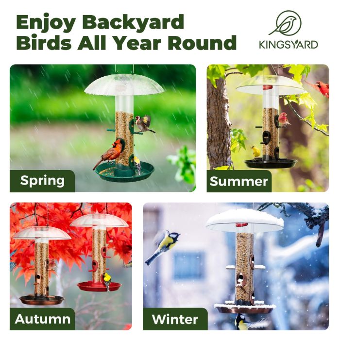 Dark Green Kingsyard Weatherproof Metal Tube Feeder with Dome 7 Dark Green Kingsyard Weatherproof Metal Tube Feeder with Dome 7