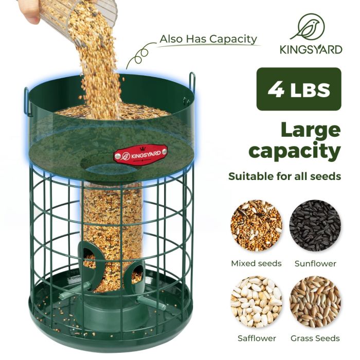 Kingsyard Caged Squirrel Proof Tube Feeder with Weatherproof Design 6 Kingsyard Caged Squirrel Proof Tube Feeder with Weatherproof Design 6