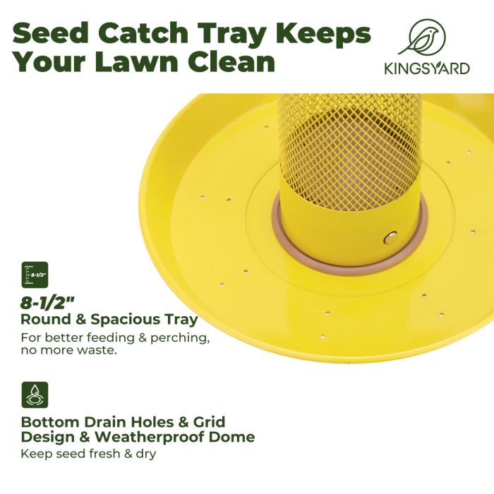 Kingsyard Finch Feeder with Weather Dome & Seed Tray 5
