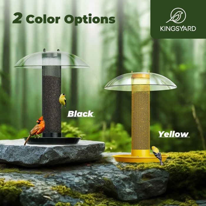 Kingsyard Finch Feeder with Weather Dome & Seed Tray 7