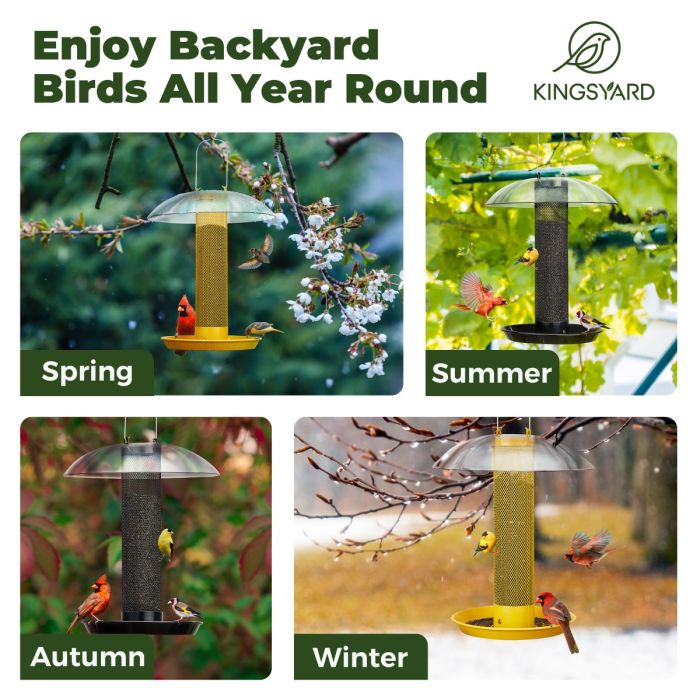 Kingsyard Finch Feeder with Weather Dome & Seed Tray 8