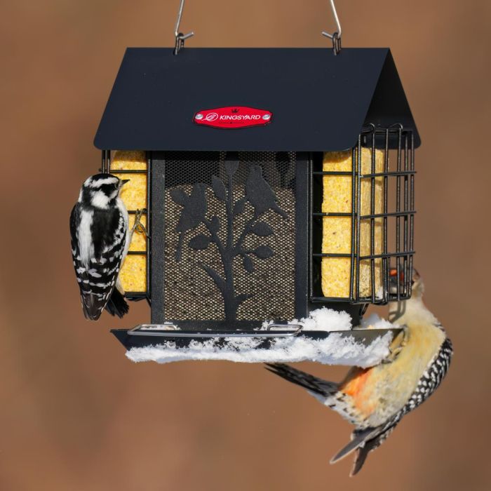 Black Kingsyard Double Suet Hopper Bird Feeder With Rainproof Roof 7 Black Kingsyard Double Suet Hopper Bird Feeder With Rainproof Roof 7