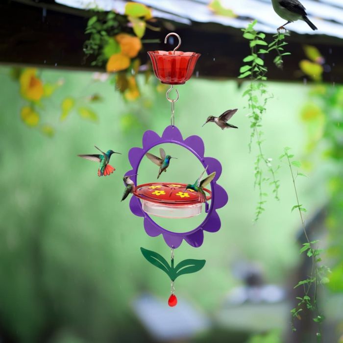 Purple Kingsyard Floral Shape Tray Hummingbird Feeder with Ant Moat 1