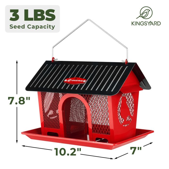 Kingsyard Weatherproof Metal Mesh Hopper Bird Feeder 3