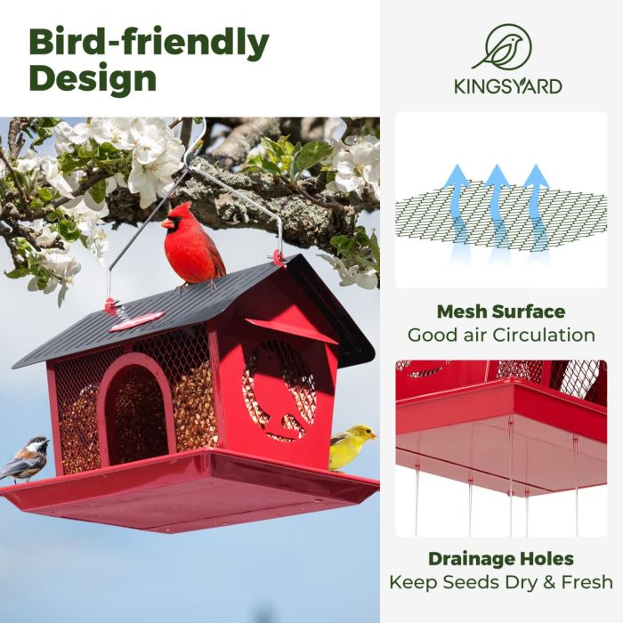 Kingsyard Weatherproof Metal Mesh Hopper Bird Feeder 5