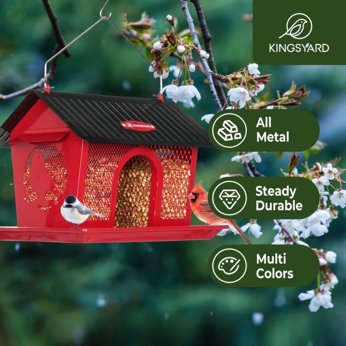 Kingsyard Weatherproof Metal Mesh Hopper Bird Feeder 7