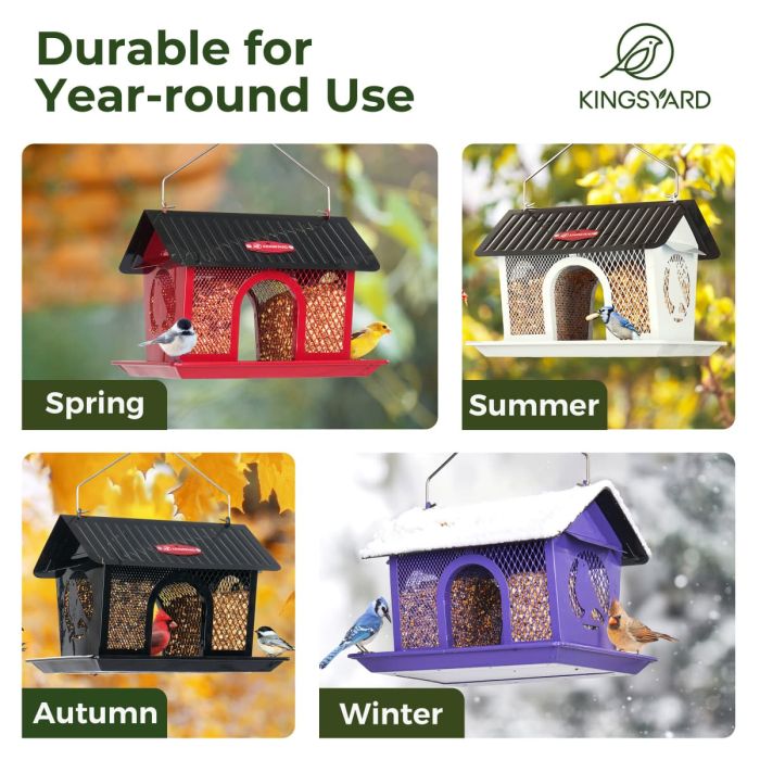 Kingsyard Weatherproof Metal Mesh Hopper Bird Feeder 8