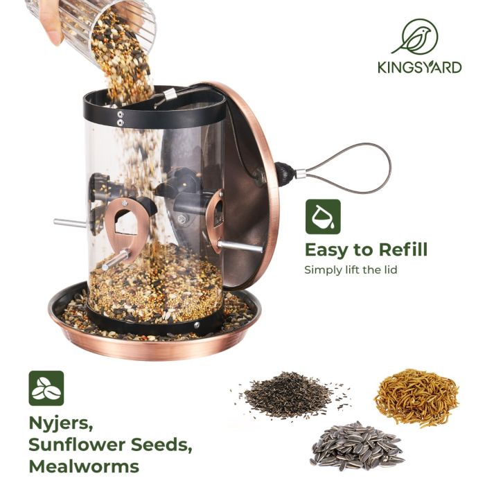 Kingsyard Weatherproof Tube Bird Feeder with 4 Ports 5