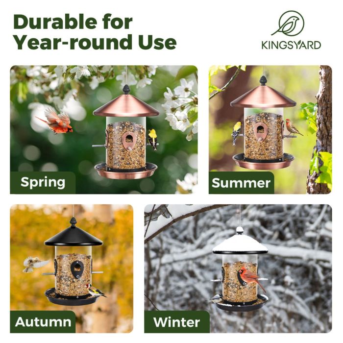 Kingsyard Weatherproof Tube Bird Feeder with 4 Ports 8