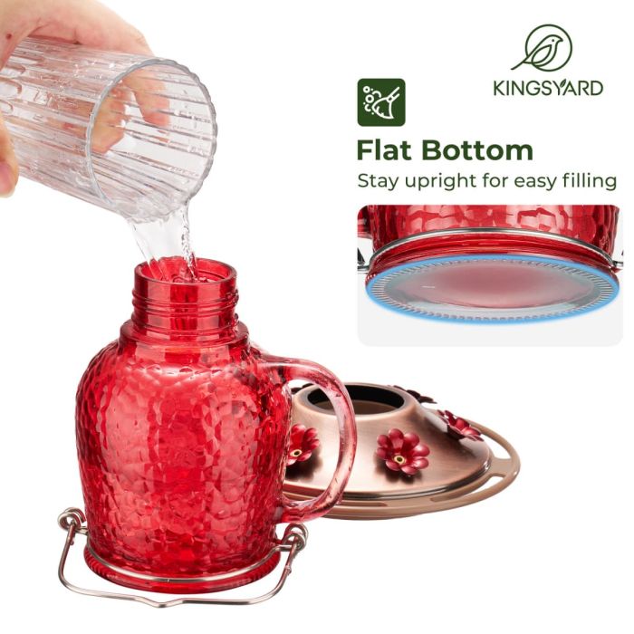 Kingsyard 16oz Bee & Ant Proof Glass Hummingbird Feeders 5