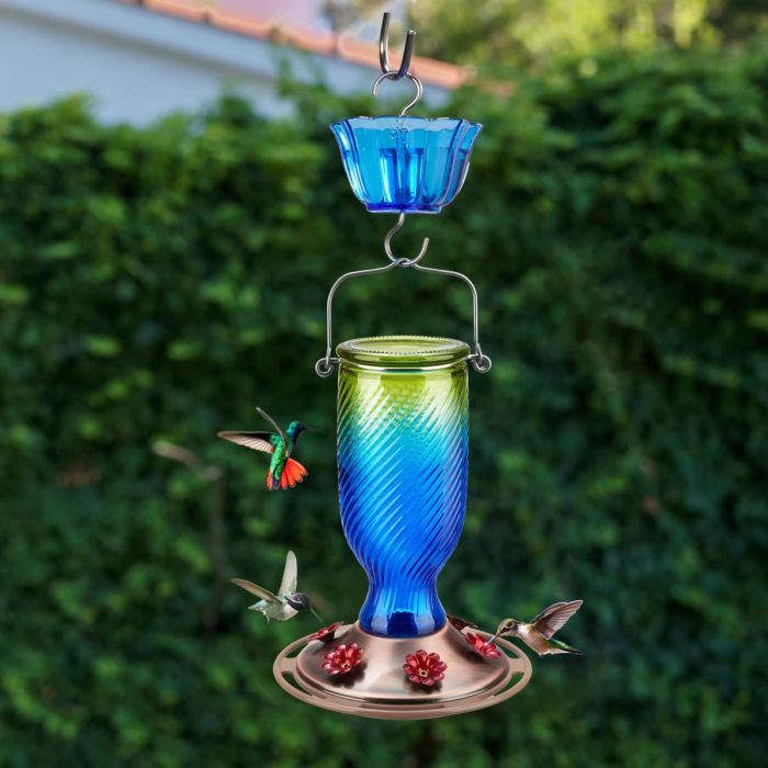 Green&Blue Kingsyard 18oz Bee & Ant Proof Glass Hummingbird Feeders 1 Green&Blue Kingsyard 18oz Bee & Ant Proof Glass Hummingbird Feeders 1