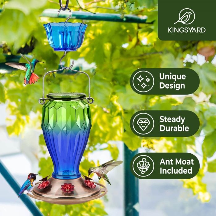 Kingsyard 20oz Bee & Ant Proof Glass Hummingbird Feeders 7