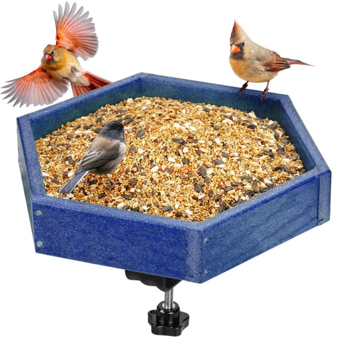 Blue Kingsyard Platform Bird Feeder with Freestanding Tray 2 Blue Kingsyard Platform Bird Feeder with Freestanding Tray 2