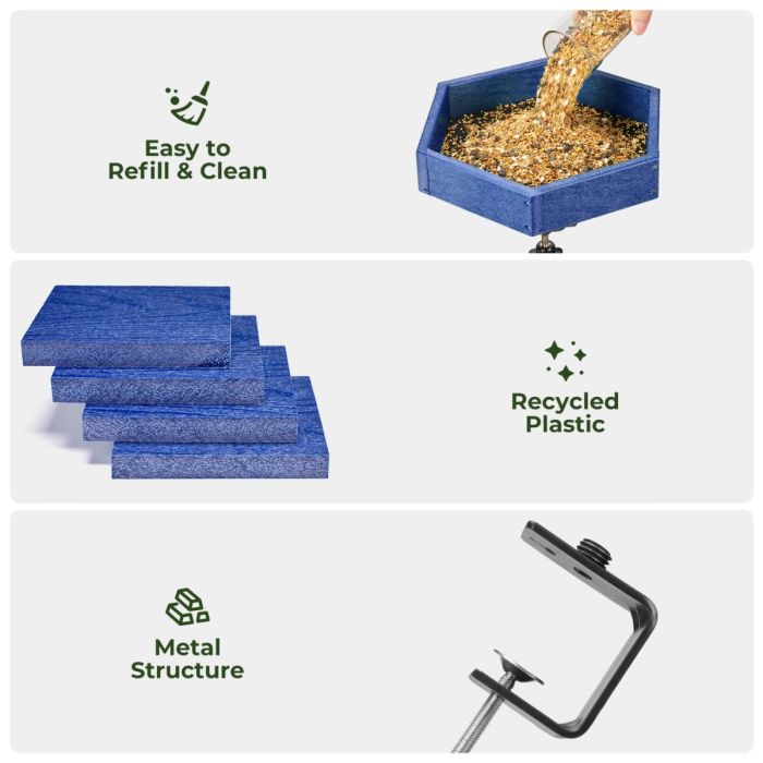 Blue Kingsyard Platform Bird Feeder with Freestanding Tray 4 Blue Kingsyard Platform Bird Feeder with Freestanding Tray 4