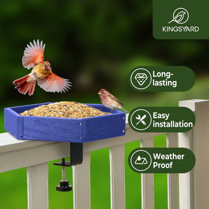 Blue Kingsyard Platform Bird Feeder with Freestanding Tray 6 Blue Kingsyard Platform Bird Feeder with Freestanding Tray 6