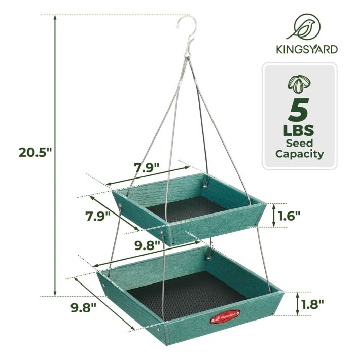 Kingsyard Large Capacity 2-Tier Platform Bird Feeder 3
