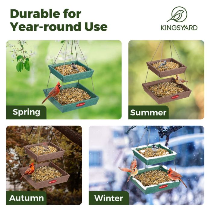 Kingsyard Large Capacity 2-Tier Platform Bird Feeder 6
