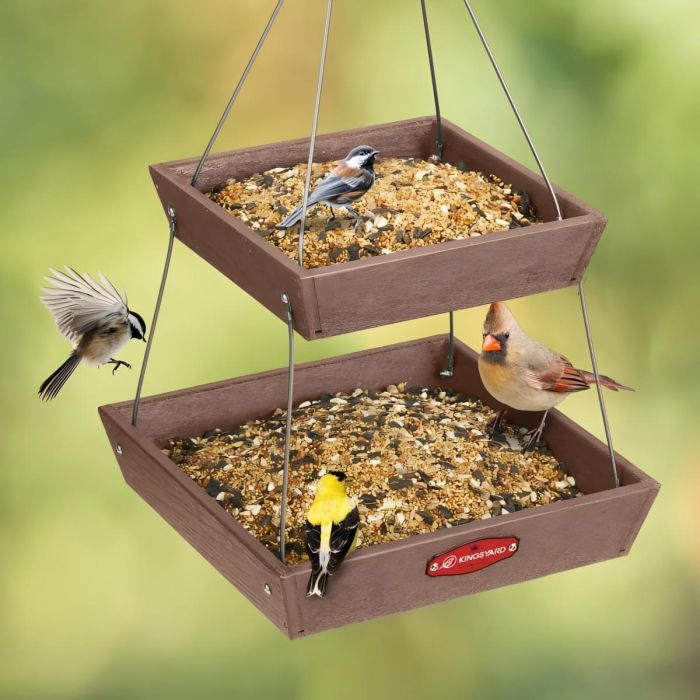 Brown Kingsyard Large Capacity 2-Tier Platform Bird Feeder 1