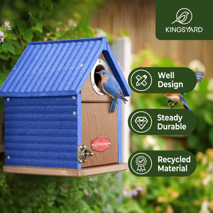 Kingsyard Weatherproof Wooden Bluebird House with 1.5'' Hole 6 Kingsyard Weatherproof Wooden Bluebird House with 1.5'' Hole 6