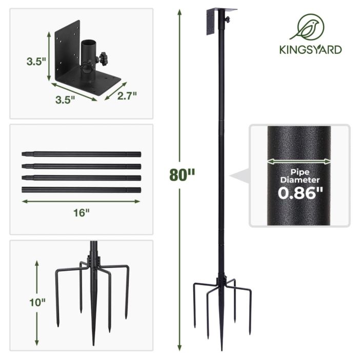 Kingsyard 80-Inch Smart Bird Feeder Mounting Pole 3 Kingsyard 80-Inch Smart Bird Feeder Mounting Pole 3