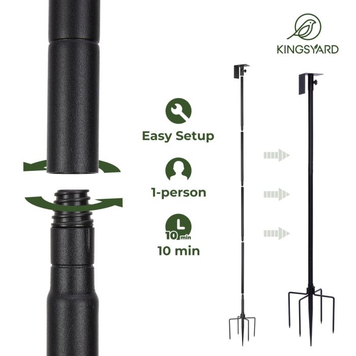 Kingsyard 80-Inch Smart Bird Feeder Mounting Pole 4 Kingsyard 80-Inch Smart Bird Feeder Mounting Pole 4