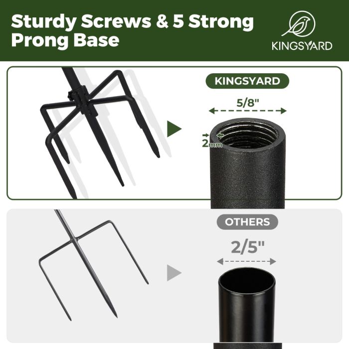 Kingsyard Full Size Bird Feeder Pole with Shepherd Hooks 5