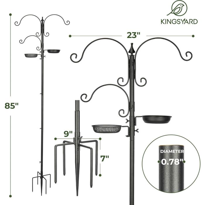 Black Kingsyard 85-Inch Bird Feeding Station Kit with 5-Prong Base 3 Black Kingsyard 85-Inch Bird Feeding Station Kit with 5-Prong Base 3