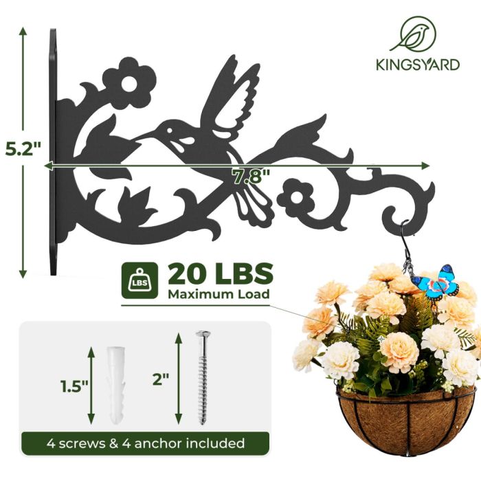 Kingsyard 2-Pack 8 Inch Heavy Duty Wall Plant Hangers 6