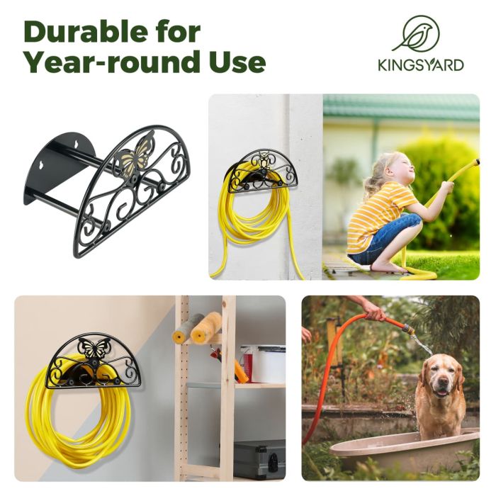 Kingsyard Wall Mount Garden Hose Holder Holds 100Ft Hoses 6