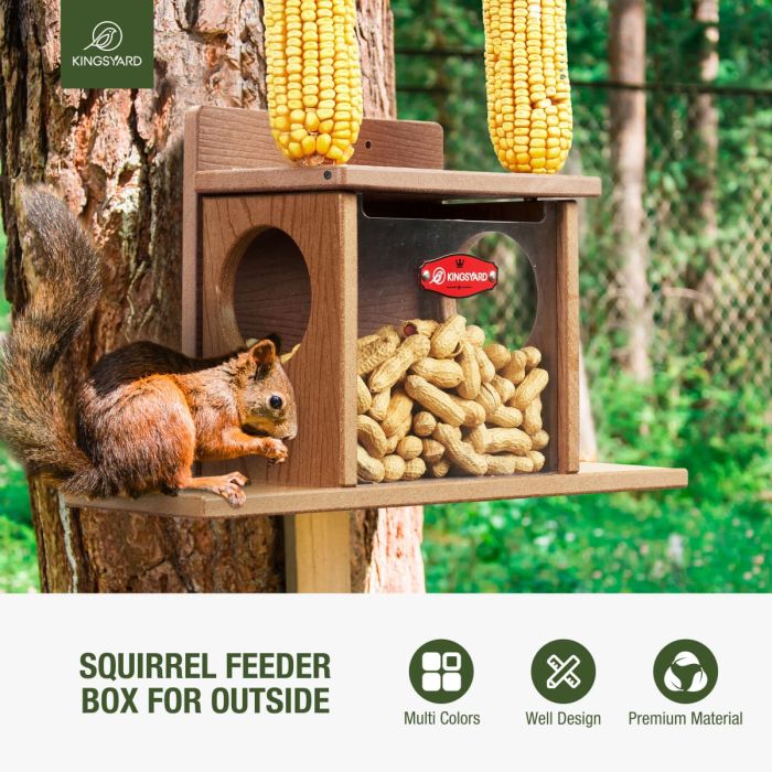 Brown Kingsyard Recycled Plastic Squirrel Feeder Box 5 Brown Kingsyard Recycled Plastic Squirrel Feeder Box 5