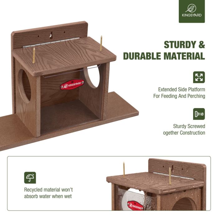 Brown Kingsyard Recycled Plastic Squirrel Feeder Box 6 Brown Kingsyard Recycled Plastic Squirrel Feeder Box 6